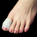 pedifix gel toe sleeve shown on big toe
